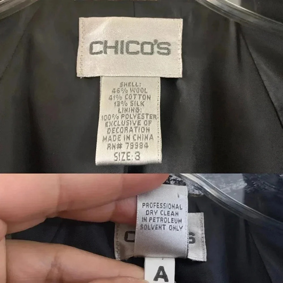 Chico’s  Size 3 Wool Blend Open Front Jacket - Picture 8 of 8